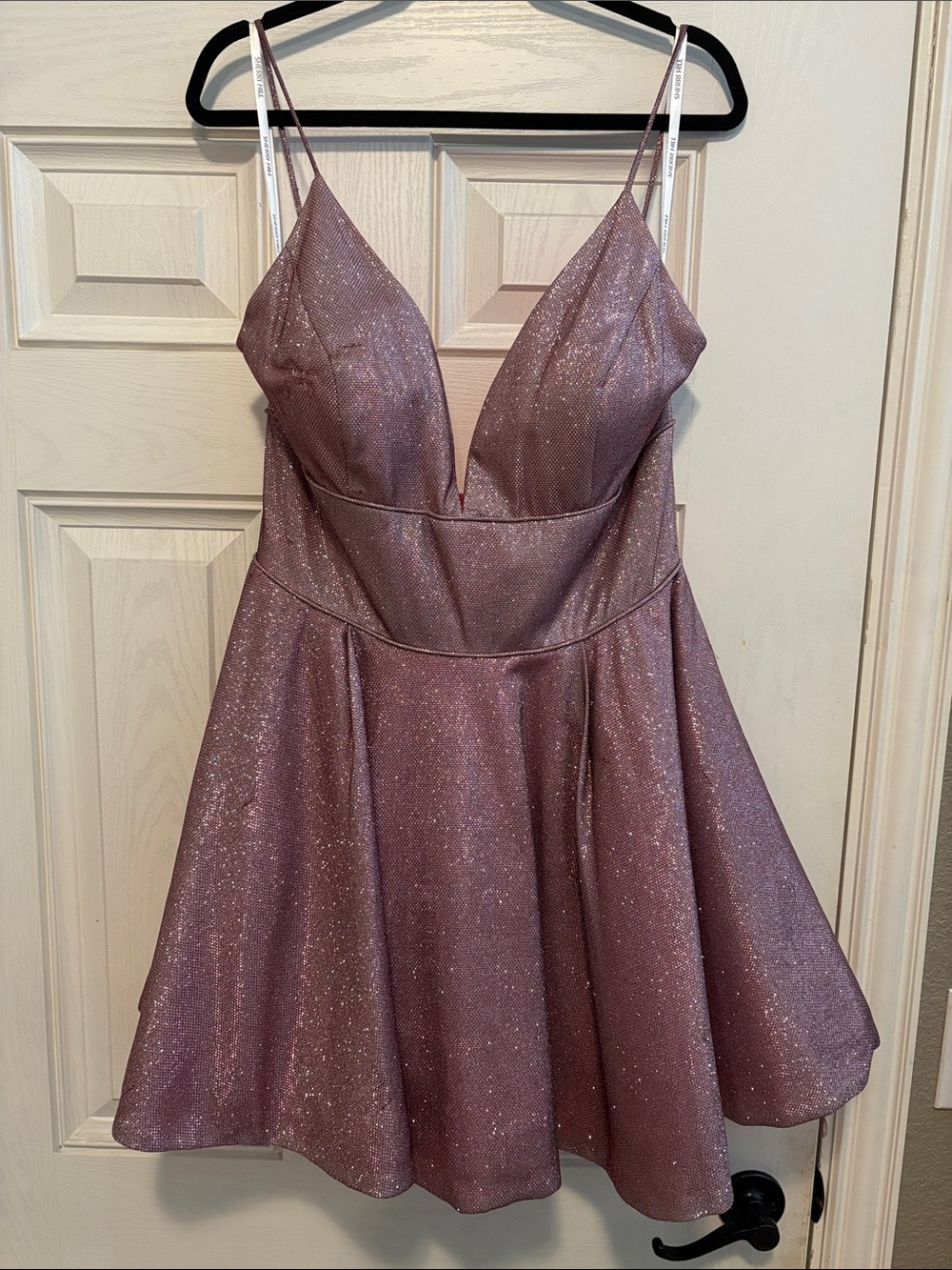 Sherri Hill Sparkling Dusty Rose A-Line Mini Dress